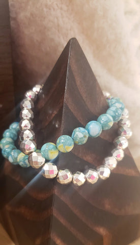 Turquoise Inspired Beaded Bracelet Set
