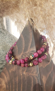 Fuchsia Tiger's Eye Beaded Bracelet Set