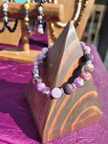 Lava Bling Beaded Bracelet - Amethyst