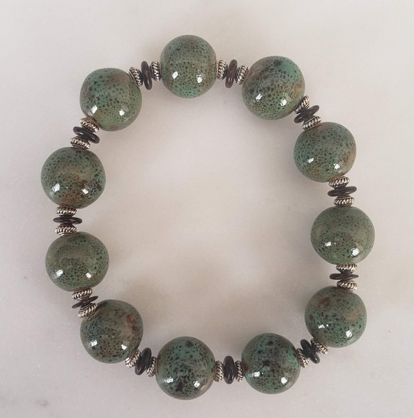 Green Ceramic Beaded Bracelet