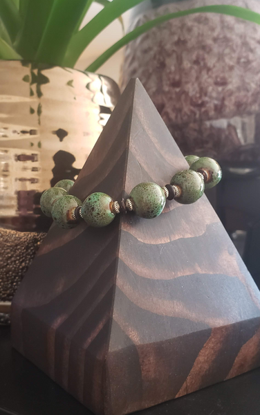 Green Ceramic Beaded Bracelet