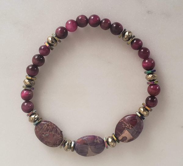 Fuchsia Jasper Beaded Bracelet